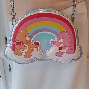 Care Bears Rainbow Iridescent Holographic Crossbody Bag -Pink, Red, Yellow, Blue